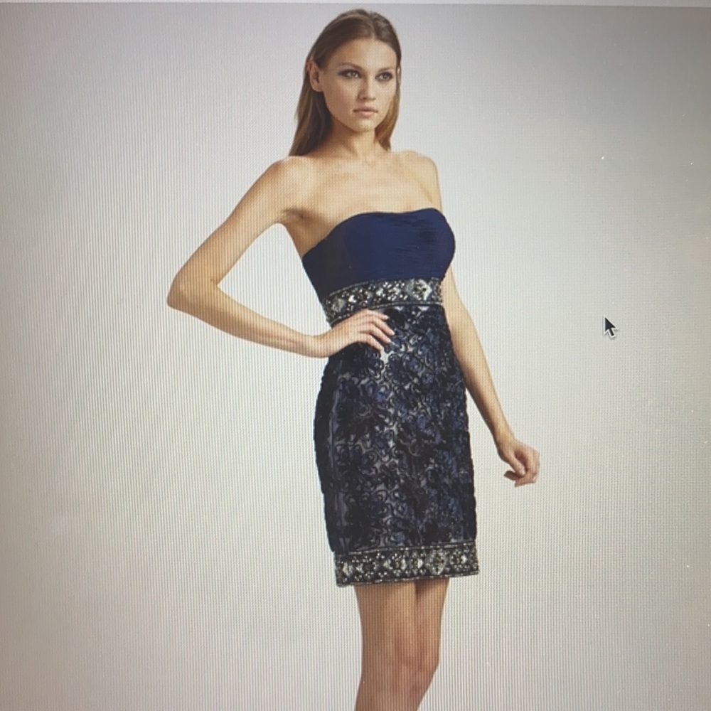 Sue Wong navy cocktail dress - Picture 2 of 7